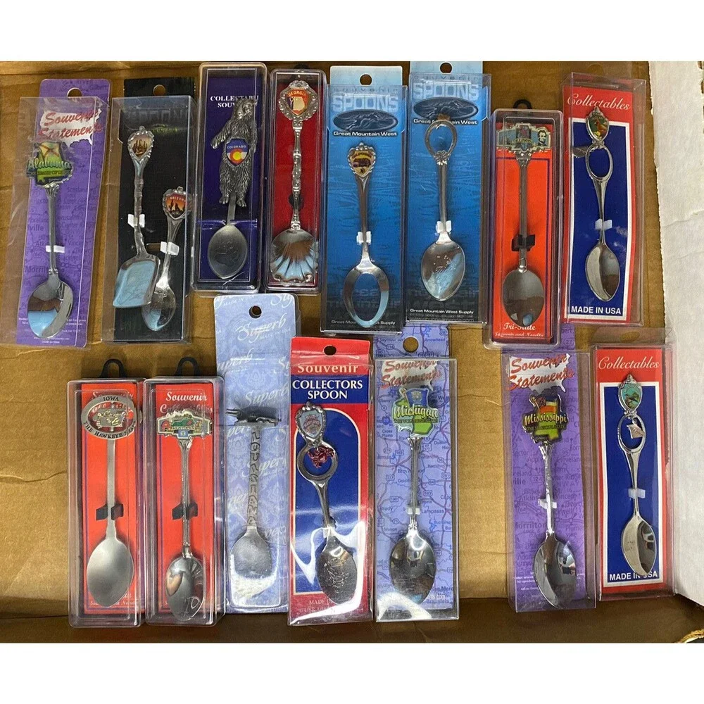 Lot of 29 Vintage Souvenir Collector Spoons from Various Places and States New